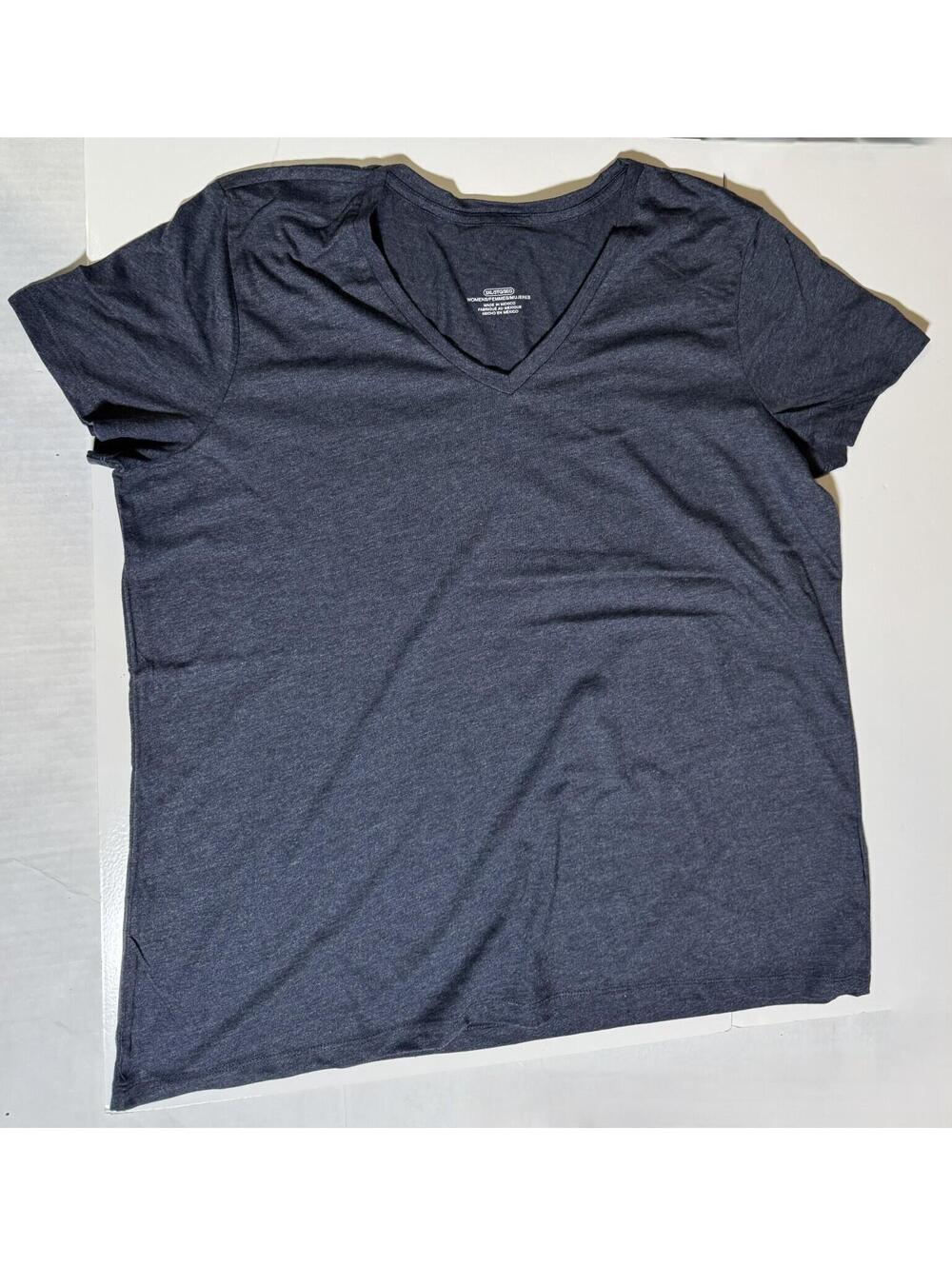 Blue V Neck Tee T Shirt Short Sleeve Lightweight  Women's 3XL NEW NWOT!!